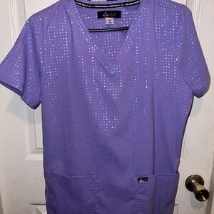 Purple Sequin Scrub Top